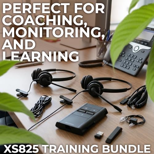 Training Headset Bundle - XS 825 Headphones, Poly MDA524 USB-C & Y Splitter w/ Mute Button, Compatible w/ Teams, Zoom, UC Platforms, Deskphones & PC Softphones - for Coaching, Monitoring & Support