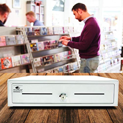 APG Entry Level- 16” Electronic Point of Sale Cash Drawer | Arlo Series EKDS320-1-W410-A20 | Printer Compatible with CD-101A Cable Included | Plastic Till with 5 Bill/ 5 Coin Compartments | Black