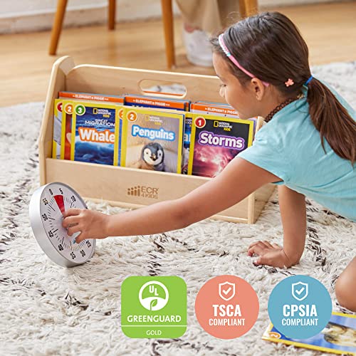 ECR4Kids Double-Sided Book Caddy with Countdown Timer, Portable Library, Natural