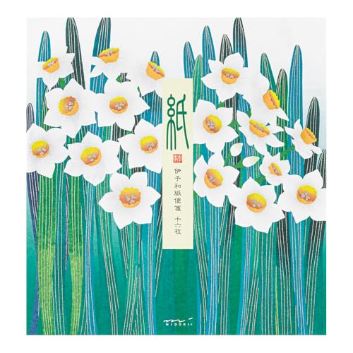 Midori 87155006 Stationery Paper Winter Letter Silk Daffodil Pattern