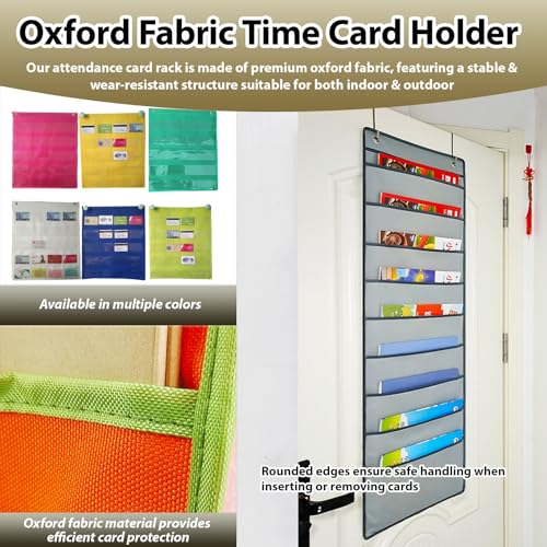 Extra-wide Oxford Fabric Rack Card Holder, 3-9 Slots Wear-resistant Employee ID Badge Wall Racks, Time Card Holders for Businesses/School(White,6 Slots)