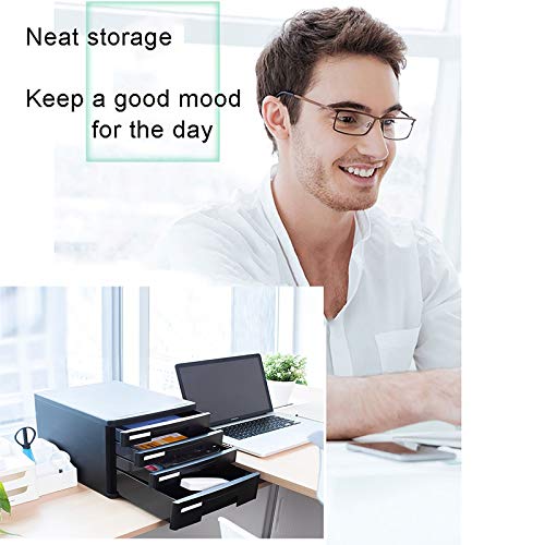 noxozoqm Desktop Drawer Cabinet Flat File Cabinet Storage, Desktop Drawer Cabinet, 4 Layers Blue/Gray/Black Portable Storage Box (Color : B)