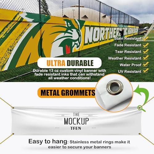 TFEN - 2ft x 10ft Custom Vinyl Banner for Indoor & Outdoor Use - Full Color 13 Oz Sign - Personalized with High-Resolution Images, Text