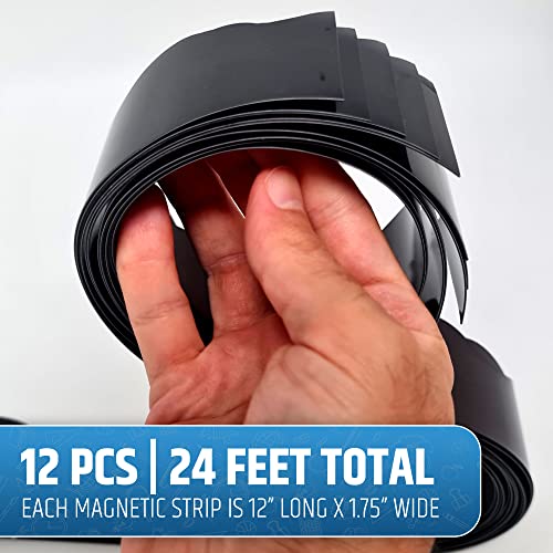 Strong & Wide Magnetic Borders for Classroom Whiteboard - Visible Magnetic Strips for Teachers (4 Designs Available) | Wavy Plain - Black | 12 Strips of 24X1.75 Inch - 24 Feet Total