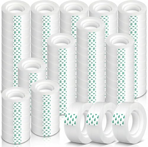 96 Rolls Clear Tape,Strong Sticky Transparent Tape Refills for