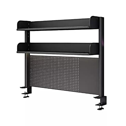 ZBJDX Metal Computer Desktop Shelving, Clamp on Gaming Desk Accessories with Pegboard and Shelf, for Office Dorm Home,Small