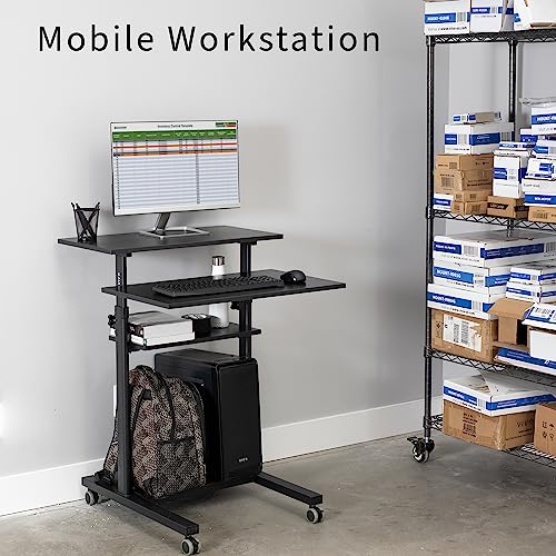 VIVO Black Mobile 28 inch Standing Desk Workstation, CART-V02DB