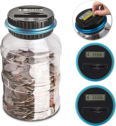 ASMEIR Large Capacity Electronic Piggy Bank Digital LCD Counting Coin Counter Bank Coin Money Saving Box for USD Euro Kids Adults Gifts (Color : GBP Type)