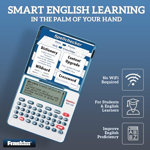 Franklin MDE-1200 Electronic Dictionary and Thesaurus – English Dictionary, Synonyms, Spell Checker, Word Games, Grammar Tools, Digital Dictionary, Portable Device with LCD Screen