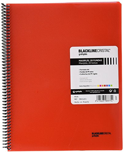 grafoplas 39832251 – 20 Pockets Folder, A4, Tapas, PP Red