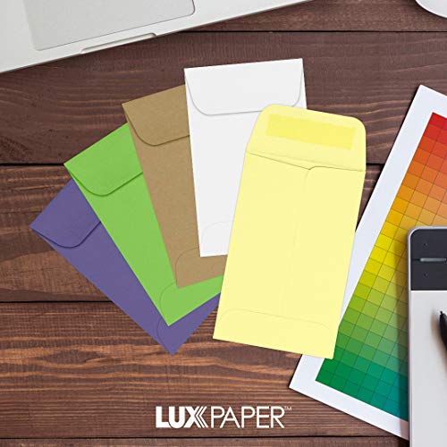 LUXPaper #1 Coin Envelopes in 80 lb. Lemonade, Envelopes for Coin Collections, Garden Seeds, Stamps, and More, w/Moistenable Glue, 1000 Pack, Envelope Size 2 1/4 x 3 1/2 (Yellow)