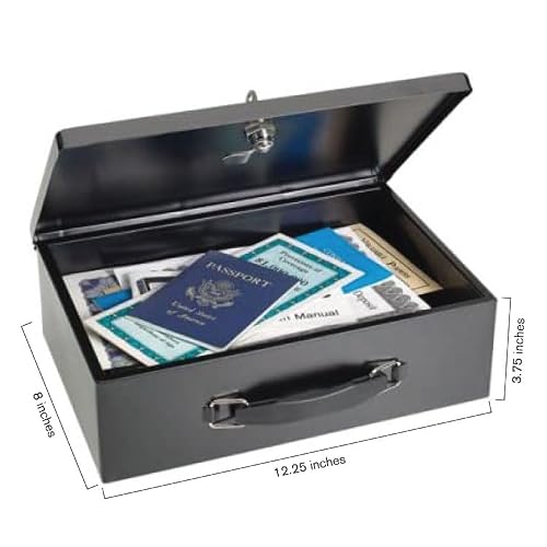 MMF Industries STEELMASTER Fire-Retardant Steel Security Chest with Key Lock | Black | Includes 2 Keys | Durable Steel & Double Insulated Walls | Lab Tested Fireproof Security Box