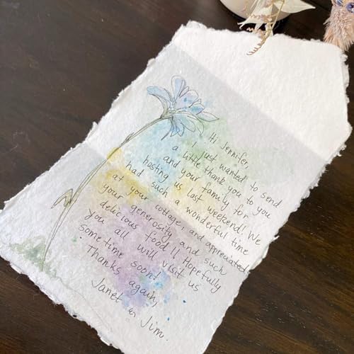 Wanderings Handmade White Deckle Edge All-in-One Card Envelopes - 4" x 6" - Package of 25 - for Announcements Wedding Invitations Greeting Cards Crafts - 150 GSM