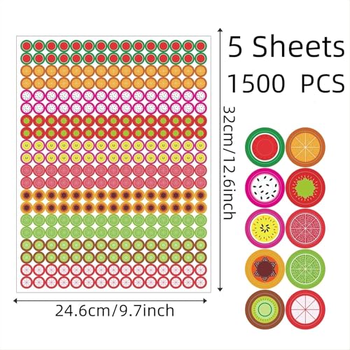 Hole Reinforcement Stickers 30Sheets Fruit Hole Reinforcement Stickers, 10 Donut Designs, Tear-Resistant Labels for Loose-Leaf Paper and DIY Projects