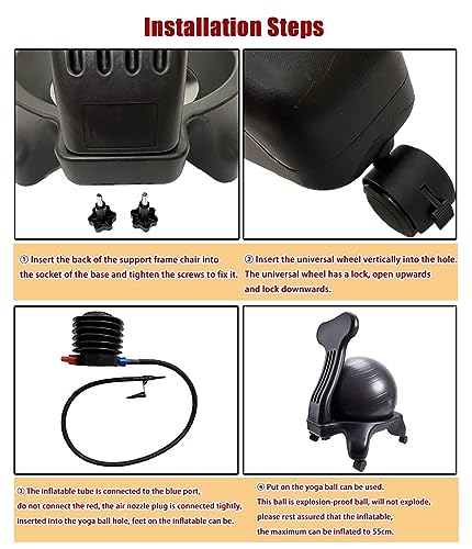 Acivirdde Yoga Balance Ball Chair with Back Support, Designed to Correct Posture and Relieve Back Pain, Suitable for Teachers, Students, and Office