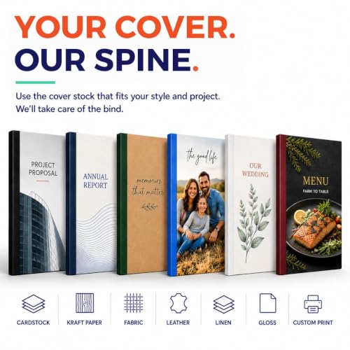 Custom Spine Covers for Thermal Binding – Binder Spine Only for 20–340 Sheets – Use with Any Thermal Binding Machine – Portrait & Landscape – Peleman (Black, 160 Sheets Max - 44/Box)