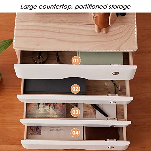 EliteBloom Desktop Organizer Storage Box - Desktop File Cabinet, Desktop Drawer Cabinet with Lock, Wooden File Cabinet, 1/2/3/4 Tier Flat File Cabinet Storage, Desktop Storage Cabin,D-4 Drawer