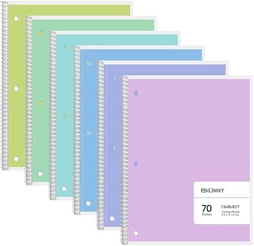 Bilinny - Spiral Notebook 96 Pack of 48 Bright & 48 Pastel Colors, 1 Subject, College Ruled, Notebooks for School - 8 X 10.5 Inch - 70 Sheets (96 Pack)