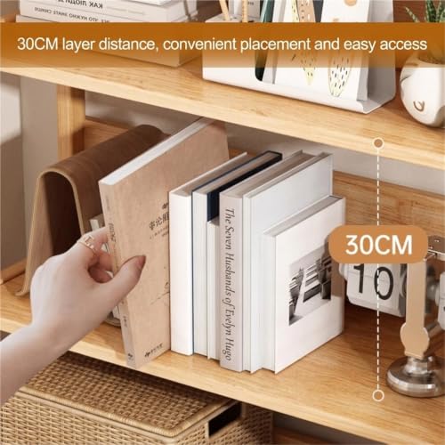 LLXMGRSH Rolling Bookshelf with Wheels, 4 Tier Mobile Bookcase, Narrow Storage Cart with Casters, Wood Standing Organizer, Portable Shelving Unit for Living Room, Bedroom(A,80CM/31.4IN)