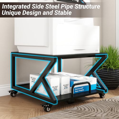 Natwind 2 Tier Printer Stand,23.6''x23.6'',with Pull Out Shelf,Black