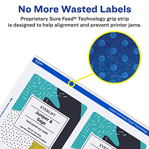 Avery® Printable Durable White Rectangle Labels, Sure Feed® Technology, 4" x 3", Print-to-the-Edge, Waterproof Labels, Laser & Pigment-Based Inkjet Compatible, 400 Total