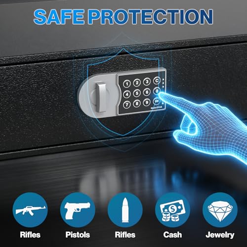 Pochar Under Bed Gun Safe Drawer for AR Rifle, Gun Cabinet for Shotguns