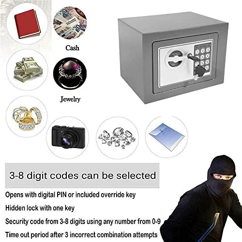 TBLOTYD Home Safe Cash Safety Box Waterproof Wall Mounted Money Deposit Box with Lock Key Home Use Safety Box/23X17X17Cm，23X17X17Cm(4.6L) Gray
