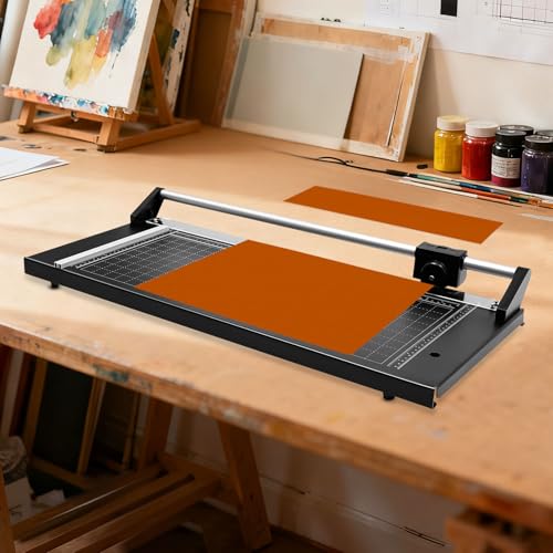Florchest 24-inch Paper Cutter Trimmer,Tabletop Manual Precision Rotary Paper Cutter with 2Blades and Blade Changing Tool,0-60°Cutting Angle Photo Trimmer for Cardstock Posters Studio Office Use