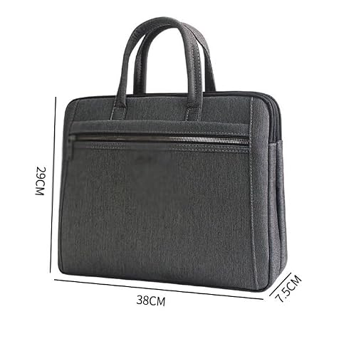 WSNHFUD Men's Document Bag Canvas Business Conference Briefcase Zipper Multi layer Thickened Handheld