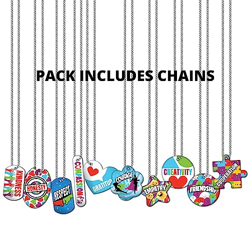 Brag Tags for Kindness and Good Behaviors Recognition, Encouragement & Growth for Young Students Value Pack: 250 Tags (25 Tags for Each Shape) + 75 USA-Made, 24” Hypoallergenic Aluminum Safety Chains.