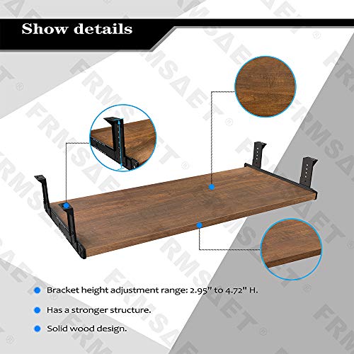 FRMSAET Under Desk 20/24/30 inch Keyboard Drawer Platform (24 in, Brown)