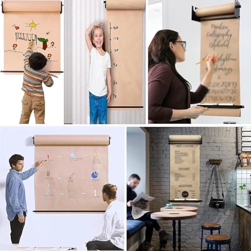 LNNW Kraft Paper Dispenser Kraft Paper Roll Holder & Dispenser for Study Room/Studio/Cafe/Clothing Store, with Storage Shelf Decorative Message Boards for Wall(37cm/14.6in Wide)