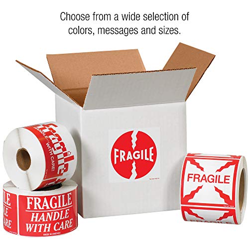 Tape Logic Aviditi Tape Logic 3" x 5","Fragile" Fluorescent Yellow Warning Sticker, for Shipping, Handling, Packing, and Moving (1 Roll of 500 Labels)