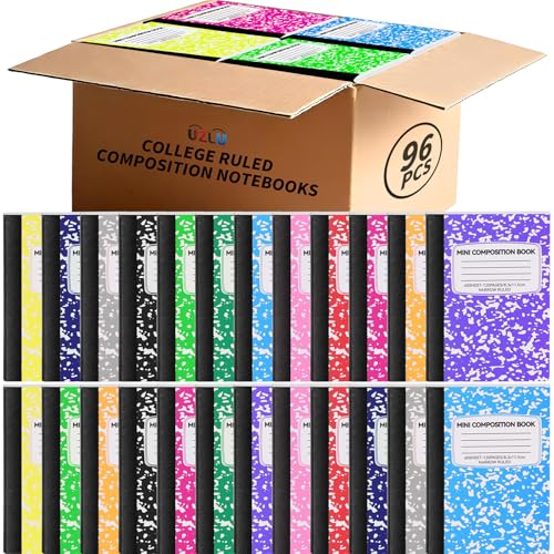UZLU 96 Pack Mini Composition Notebooks 4.5x3.25 Inch College Ruled