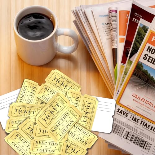 Golden Raffle Tickets – 4000 Tickets, 4 Double Rolls, Metallic Gold Foil Tickets for Carnivals, Events, Classroom Rewards, Family Games, Entry, Bingo, Auction & Door Prizes