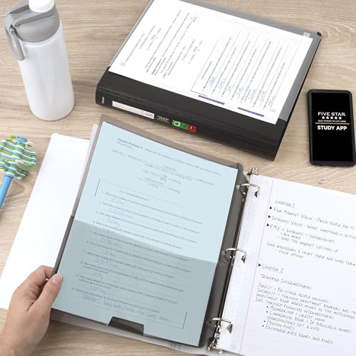 Five Star 3-Ring Binder + Study App, 6 Pack, 1 Inch Binder with D Rings and Customizable Clear View Cover, 225 Sheet Capacity, White (261440B-ECM)