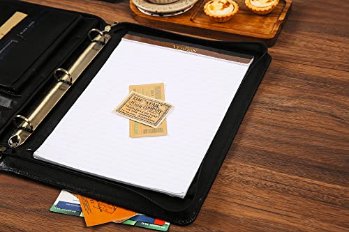 Handmade Leather Portfolio Binder - 3 Ring Binder Portfolio Genuine Leather Business Padfolio, Personlized Legal Pad Folio Folder for Lefty & Righty - Oil Black