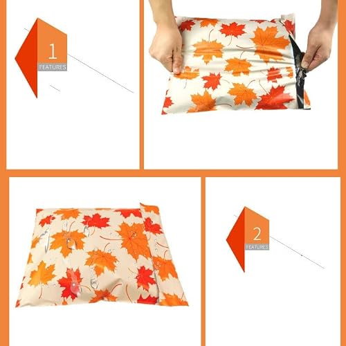 JSEIAJB 50pcs New Mails Bag Maple Leaf Pattern 10 * 13 Inch Courier Bag Mailers Self Seal Plastic Mailing Envelope Bag(32X45cm)