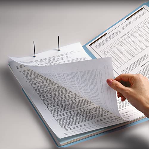 Smead Blue Fastener File Folders with Prongs, 3 Tab Letter Size