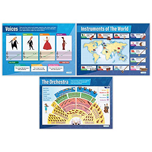 Daydream Education Musical Instruments Classroom Posters - Set of 10 - EXTRA LARGE 33" x 23.5" - Laminated - Music Middle & High School Class Decoration - Wall Charts