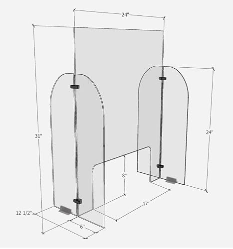 Clear Acrylic Single Panel Sneeze Guard (24"x31") w/Opening for Salon, Manicure, Nails, Counter, Reception, Checkout- Protect/Shield Employee, Cashier, and Customer from Coughing and Sneezing