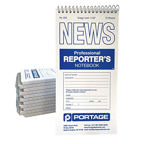 Portage Notebooks Small Notebook - Spiral Notepad for note-taking 4x8 - Small Notepad with stiff backing for Reporters - 12 Pack of Small Note Pads for Journalists and Writers, 70 sheets