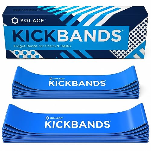 KICK BANDS Chair Bands for Kids with Fidgety Feet 12-Pack - ADHD Fidget Kickbands for Classroom Chairs & Desks - Solace Sensory Kickband (BLUE)