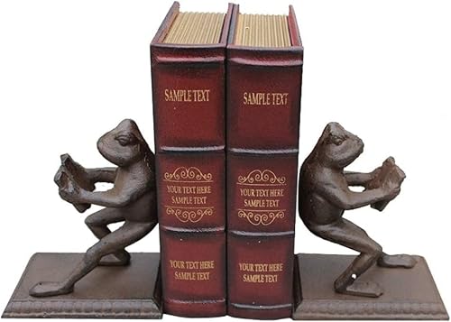 WAGLOS Classic Book Ends Vintage Bookends Frog Hold Books Cast Iron Book Stoppers Animal Shape Book Ends for Libraries Office School Decor Bookend Desktop Storage