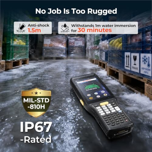 MUNBYN MC011 Cold Chain Barcode Scanner, Android 13 Rugged Handheld PDA with Intelligent Anti-Fog Heating, Removable 5400mAh Low-Temperature Battery, Works with Zebra SE4710, IP67, 4GB+64GB, 4G LTE