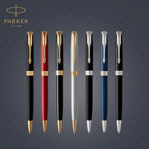 Parker Sonnet Ballpoint Pen, Stainless Steel with Palladium Trim, Medium Point Black Ink (1931512)