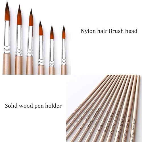 BXFIRS Nylon Hair Gold Art Paintbrush Sets 7 Combination Acrylic Brush Set