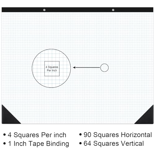(2-Pack) Large Engineering Graph Paper - 22" x 17" Grid Paper, 100 Sheets/200 Pages, 4"x4" Grid Pad Giant Drafting Pad Sketching Graph Paper for Engineer Architect Designer Mathematician Draftsman