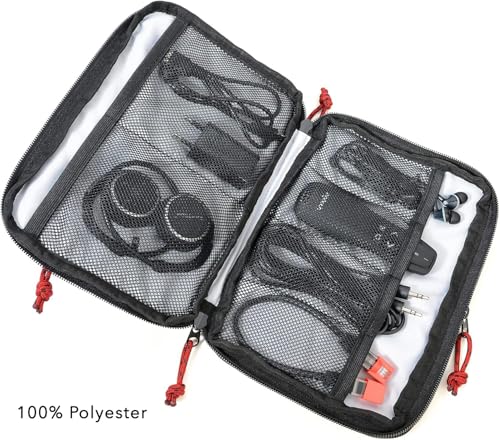 TROIKA Business Tech BBG64/GY Pouch 2 Cable Bag for Electronic Accessories Polyester Grey Dimensions: 23.5 cm x 17 cm x 3.5 cm, gray, 23,5cm, Modern
