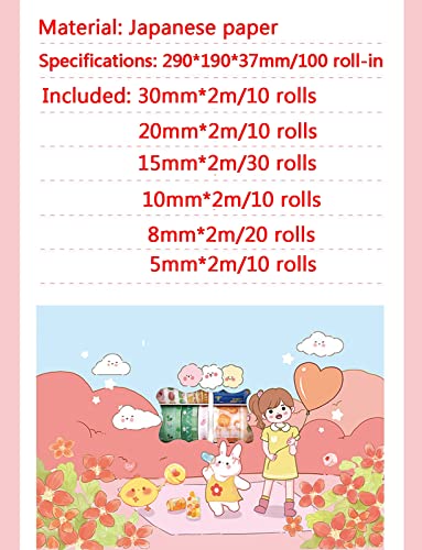 DSFEN 100 Rolls Washi Masking Tape Set,Cute Cartoon Decorative Craft Tapes,for DIY School Supplies,Gift Wrapping,Bullet Journals,C